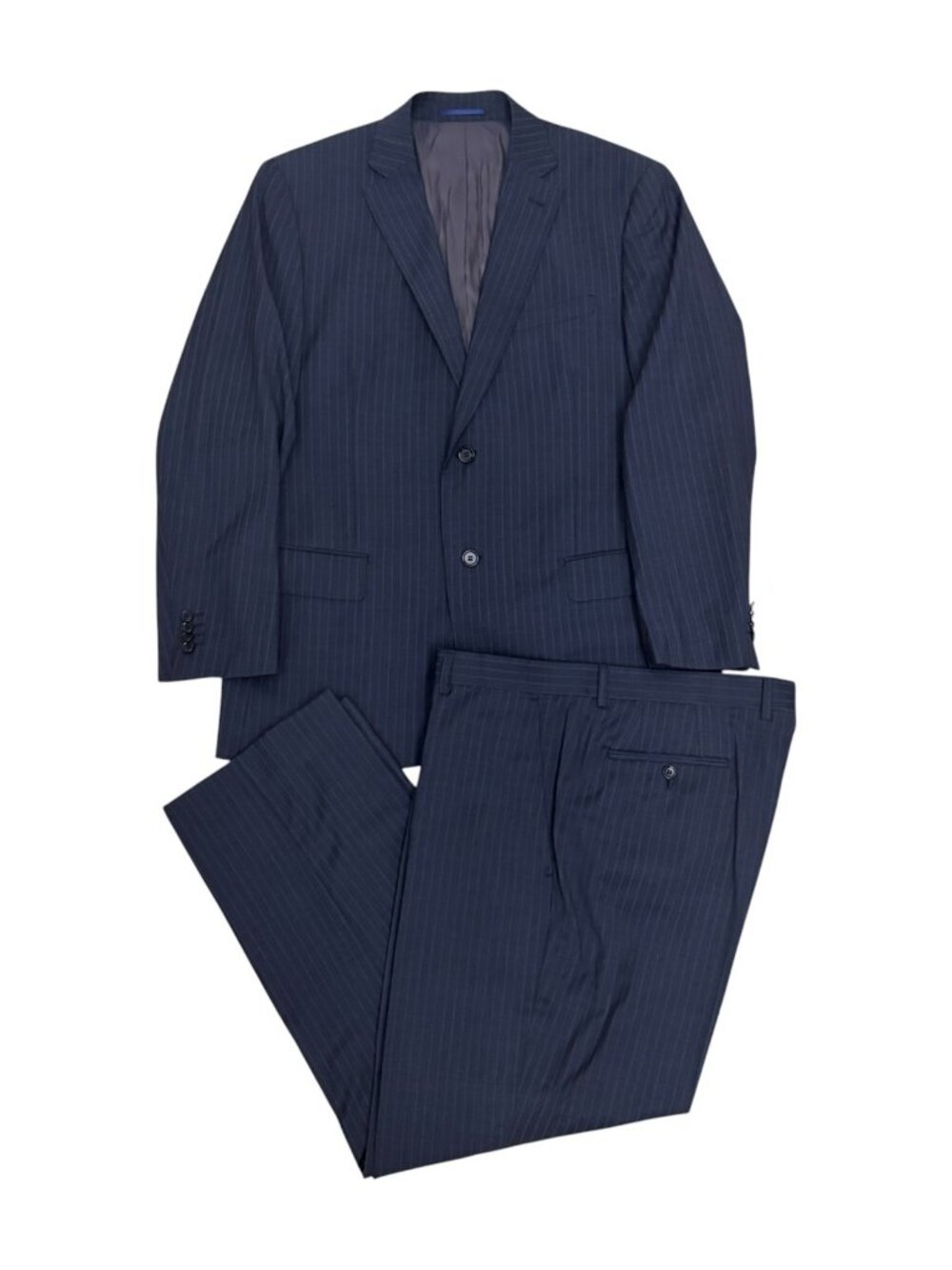 LOGAN HILL SUIT Business Casual Pinstripe Blazer & Dress Pants Luxury Mens 42S
